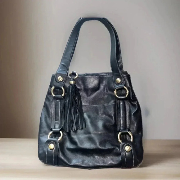 B MAKOWSKY WOMENS BLACk HIGH QUALITY GENUINE SOFT LEATHER LARGE SHOULDER BAG - Picture 1 of 8